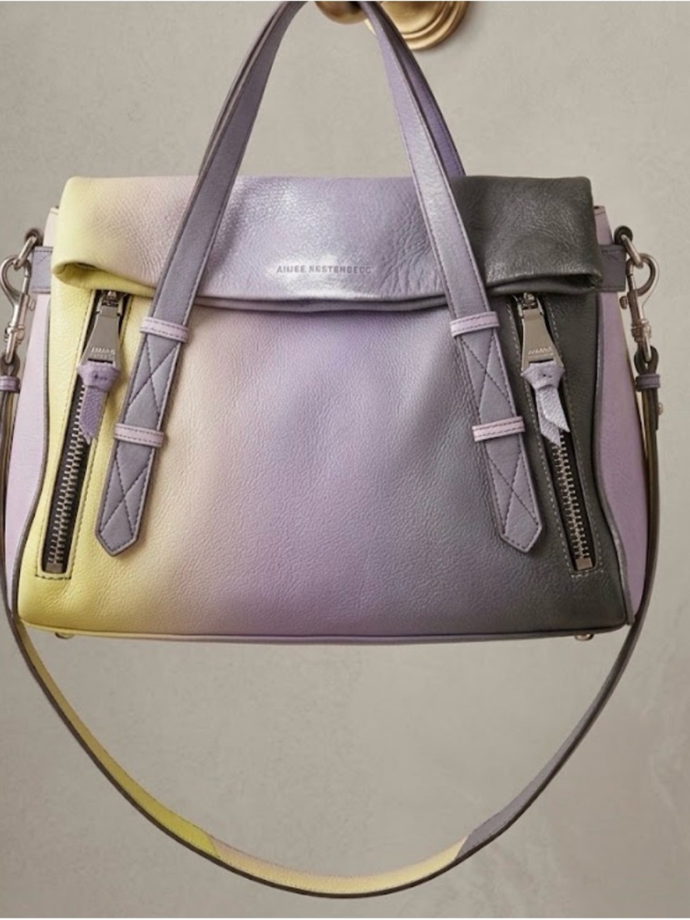 Aimee Kestenberg City Slicker Lavender-to-Gray Ombre Leather Satchel